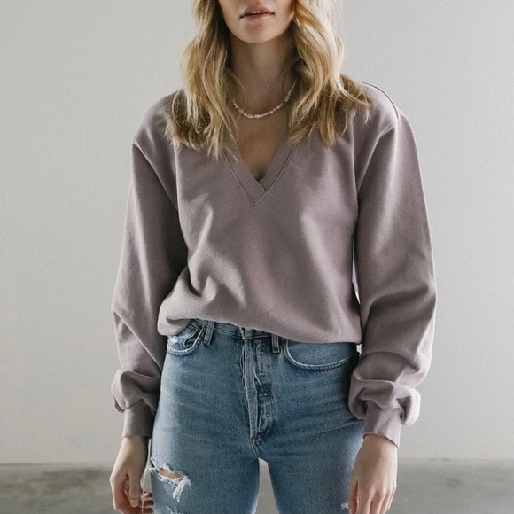 New Agolde Vneck Balloon Sleeve Taro 